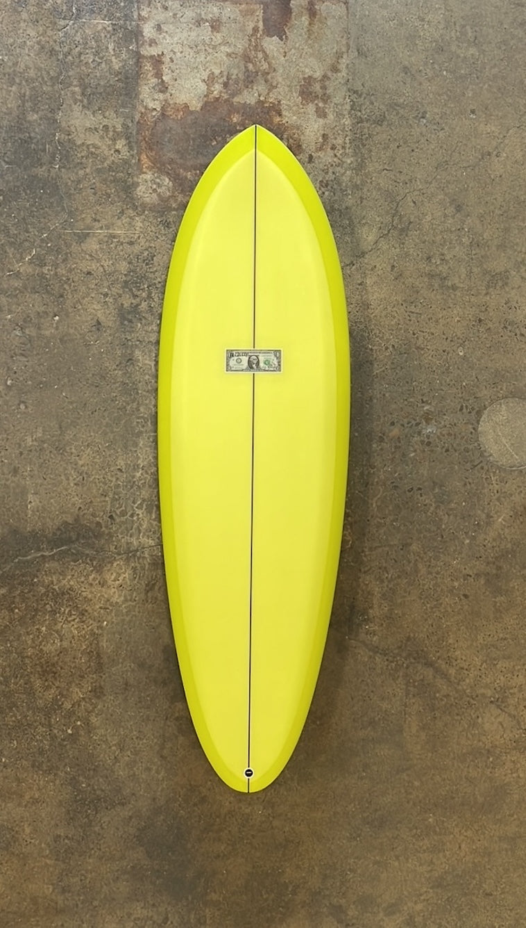 JEFF MCCALLUM SURFBOARDS TENNIS BALL YELLOW QUAD FIN FUTURES